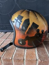 Vtg 1970s Sunset Motorcycle Helmet Metalflake Mural Bobber Chopper Krw City picture