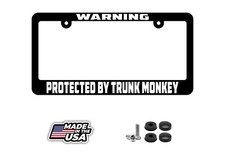 WARNING PROTECTED BY TRUNK MONKEY FUNNY LICENSE PLATE FRAME HOLDER picture