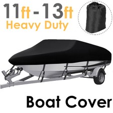 NEVERLAND Trailerable Boat Cover Waterproof Heavy Duty V-Hull Runabout 11-13FT picture