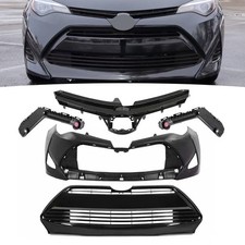 5Pcs Front Bumper Cover+Upper Lower Grill For 2017-19 Toyota Corolla L LE XLE CE picture