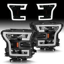 For 2015 2016 2017 FORD F150 3D LED DRL TUBE HEADLIGHT/LAMPS BLACK/AMBER picture