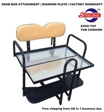 Rear Flip Seat Kit for EZGO Golf Cart TXT model (Tan) with Grab Bar Handle. picture