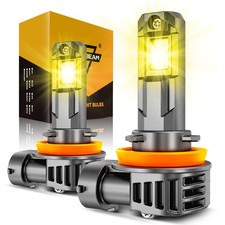 AUXBEAM 1:1 H11 LED Headlight Bulbs Conversion Kit Low Beam 3000K Amber Fog Lamp picture