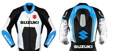 LATEST SUZUKI LEATHER RACING JACKET ARMOR PROTECTED CE APPROVED NEW MEN BIKER picture