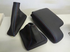 BMW E36 M3-Style Shift Boot + Handbrake Boot + Armrest Covers Black NAPPA picture
