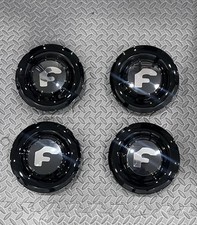 4 pcs Set BLACK CHROME Forgiato Floating Center Caps XL Hubcap Rim 7.2” picture