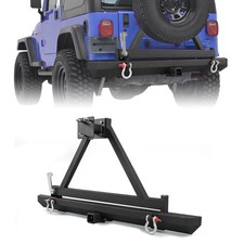 Fits 97-06 Jeep Wrangler TJ Utility Textured Rear Bumper W/Tire Carrier+2 D-ring picture