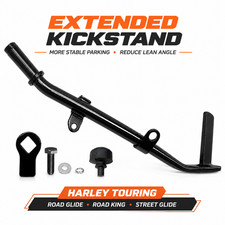Black Extended Kickstand Anti-Tip Harley Touring Road King Street Glide 2007-26 picture