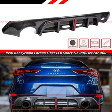 FOR 2017-22 INFINITI Q60 RS JDM LED HONEYCOMB CARBON FIBER REAR BUMPER DIFFUSER picture