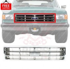 New Front Grille Chrome & Silver For 1987-1988 Ford F-150 F-250 Bronco FO1200129 picture