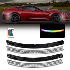 CORVETTE 14-19 C7 FRONT/REAR RGB DYNAMIC CLEAR LED SIDE MARKERS w/ REMOTE picture