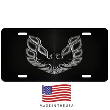 Firebird art aluminum vehicle license plate car truck SUV tag white and black picture