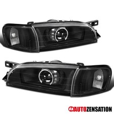 Fit 1995-2001 Subaru Impreza Black Projector Headlights+Corner Lamps Left+Right picture