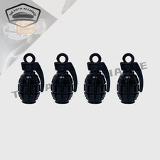 4pcs Grenade Style Car Wheel Tyre Valve Stem Alloy Cap Bicycle Dust Cover-Black picture