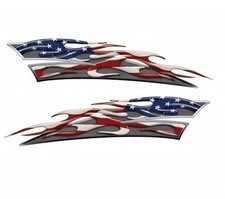 United States USA Flag 6” Inch Flame Patriotic Vinyl Sticker Decal Set 2PCS picture