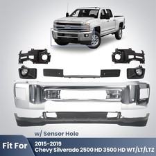 Front Bumper Cover Kit For 2015-2019 Chevy Silverado 2500HD 3500HD W/Sensor Hole picture