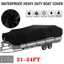 NEVERLAND Trailerable Boat Pontoon Cover UV Waterproof Heavy Duty 210D 21-24ft picture