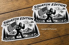 x2 Bigfoot Squatch Edition Flag Funny Mountains Forest Vinyl Decal Stickers 3.5