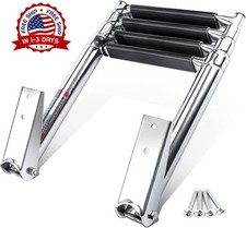 Escalera telescópica de acero inoxidable de 4 peldaños para pontón (Plata) NUEVO picture