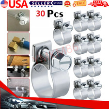 30PCS 1/2″ 9/16″ 5/8″ Fuel Injection Gas Line Hose Clamps Clip Pipe Clamp Silver picture