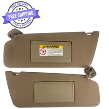 2000-2003 Ford F-150 Sun Visor Set Driver Passenger Pair Mirrors Tan OEM picture