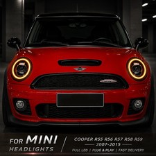 RGB Animation Full LED Headlights For 2007-2015 Mini Cooper R56 R57 R58 R59 Pair picture