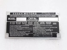 FOR VINTAGE ESSEX MOTORS CAR DATE PLATE ID TAG |Fit For picture