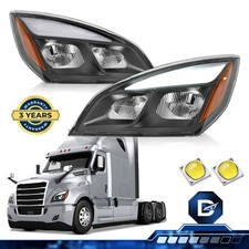 Pair For Freightliner Cascadia 2018-2025 Full LED Black Headlights Headlamps picture