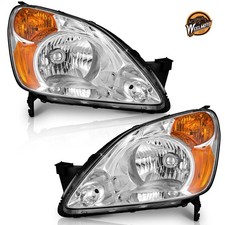 WEELMOTO Pair Headlights For 2002-2004 Honda CR-V CRV Chrome Headlamps w/o bulbs picture