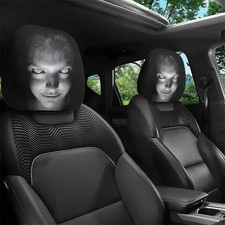 2pcs Ghost Face Headrest Covers,Scary Face Printing Auto Seat Universal Elastic picture