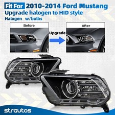 Upgrade Halogen Headlight For 2010-2014 Ford Mustang with Bulb Left +Right Pair picture