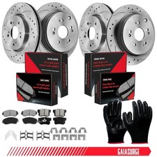 AWD FRONT REAR Drilled Rotors Ceramic Brake Pads for Honda CR-V 2007 - 2015 2016 picture