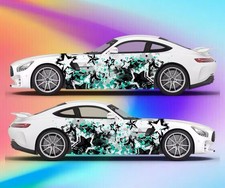 Tie Dye Style Car Decal; Shooting Stars Car Decal; Star Racing Livery; Both Side picture
