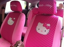 New Sanrio HOT PINK Hello Kitty Front  Car Seat Covers Headrest Covers picture