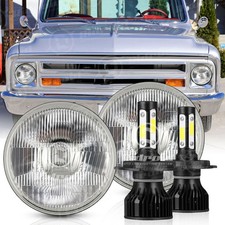 For 1967-1972 Chevy C10 Pair 7 inch LED Headlights Round DOT Approved Hi/Lo Lamp picture
