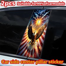 2pc Car B-pillar Stickers Eagle and American Flag Scratch Resistant Personalized picture