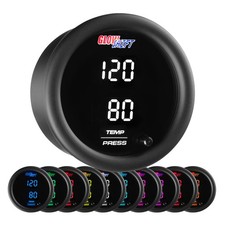 GlowShift Dual Digital Temp & Pressure Combo Gauge Kit w/ Sensor, 10 Color picture