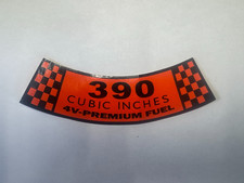 1961 - 1968 FORD MERCURY 390 4V PREMIUM FUEL AIR CLEANER DECAL GALAXIE FAIRLANE picture