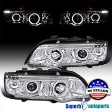 Fits 2001-2003 BMW X5 Dual Halo Projector Headlights LED Lamps Replacement picture