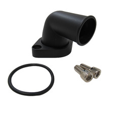1955-90 SB BB Chevy Water Neck Thermostat Housing Early V8 O-Ring 90 Deg Black picture