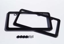 2 X Premium Black Stainless Steel License Plate Frame+Free Cap & Screw picture