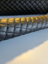 Leatherette Fabric Foam Quilted BLACK AND BLACK Car Seat Upholstery DIAMOND picture