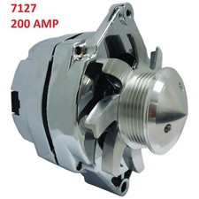 NEW GM 200 HIGH AMP CHROME 1-WIRE ALTERNATOR WITH BILLET FAN AND 6-GROOVE PULLEY picture