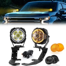 3.5'' LED Pods w/Dynamic DRL+Ditch Mounts+DT Wiring For GMC Sierra 1500 22-26 picture