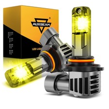 AUXBEAM Fanless 9005 HB3 LED Headlight Bulbs Yellow 3000K High/Low Beam 20000LM picture