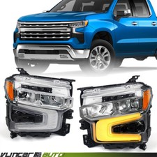 LH RH For 2022-2025 Chevy Silverado 1500 LT RST Chrome Full LED Headlights Side picture