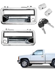 Exterior Door Handle Front w/ Lock Cylinders Chrome For 88-01 Chevy GMC C/K 1500 picture