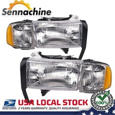 For 1994-2002 Dodge Ram 1500 94-02 2500 3500 Headlights Headlamp Pair Chrome picture