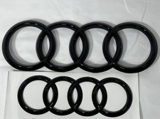 2pcs AUDI 4Ring Front/Rear 273mmx202mm Emblems Gloss Black For A4,A6,A7,S6,SQ5 picture