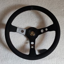 MOMO Anniversary Edition Black Suede Leather Steering Wheel 350mm 13.5in BSLAE picture